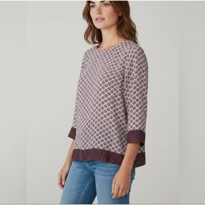 J. Crew multi color geometric print blouse 3/4 sleeves size xs